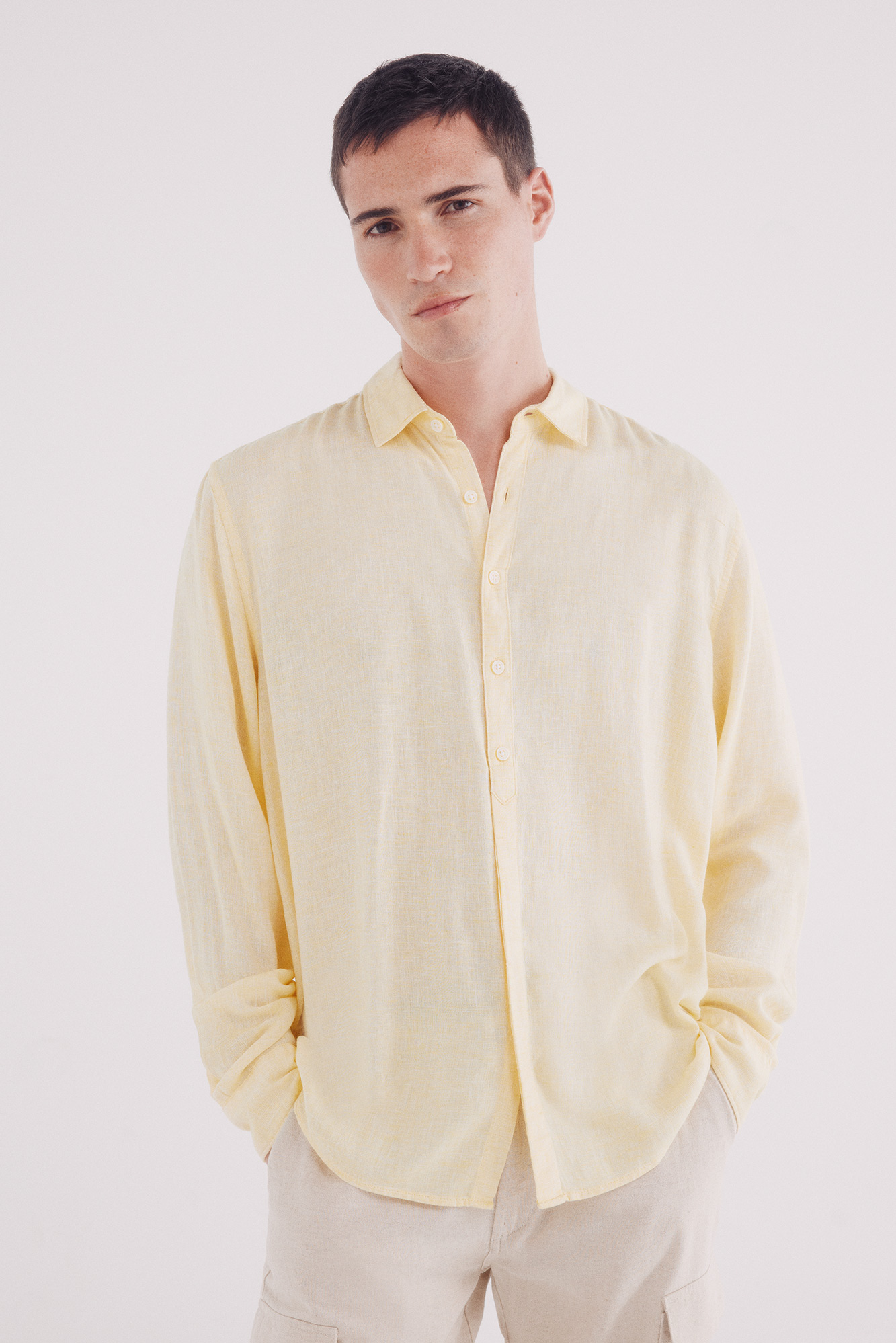 Springfield Camiseta De Algodón Para Hombre, Beige, M