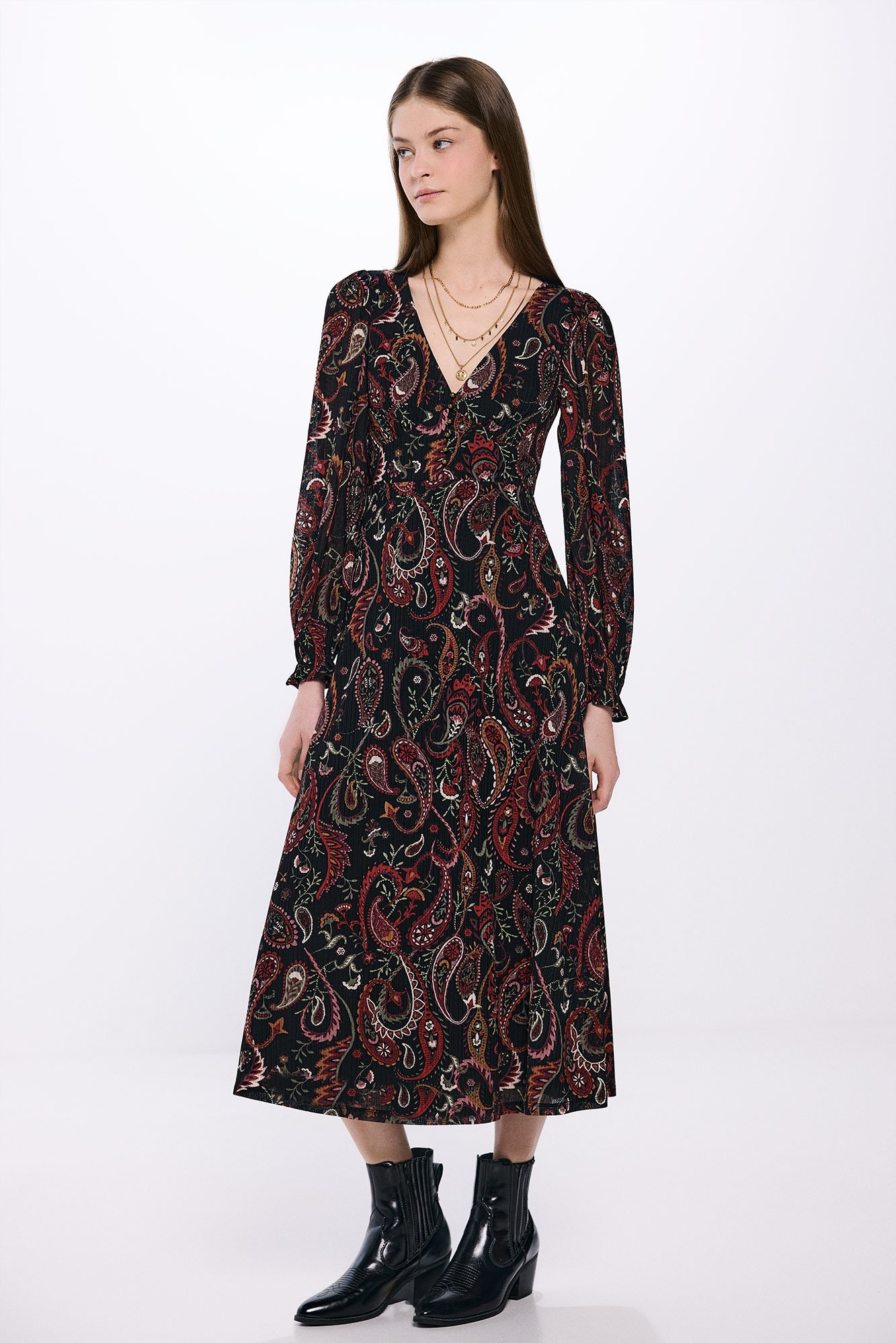 ドレス Original paisley pattern dress Paisley Print Maxi Dress