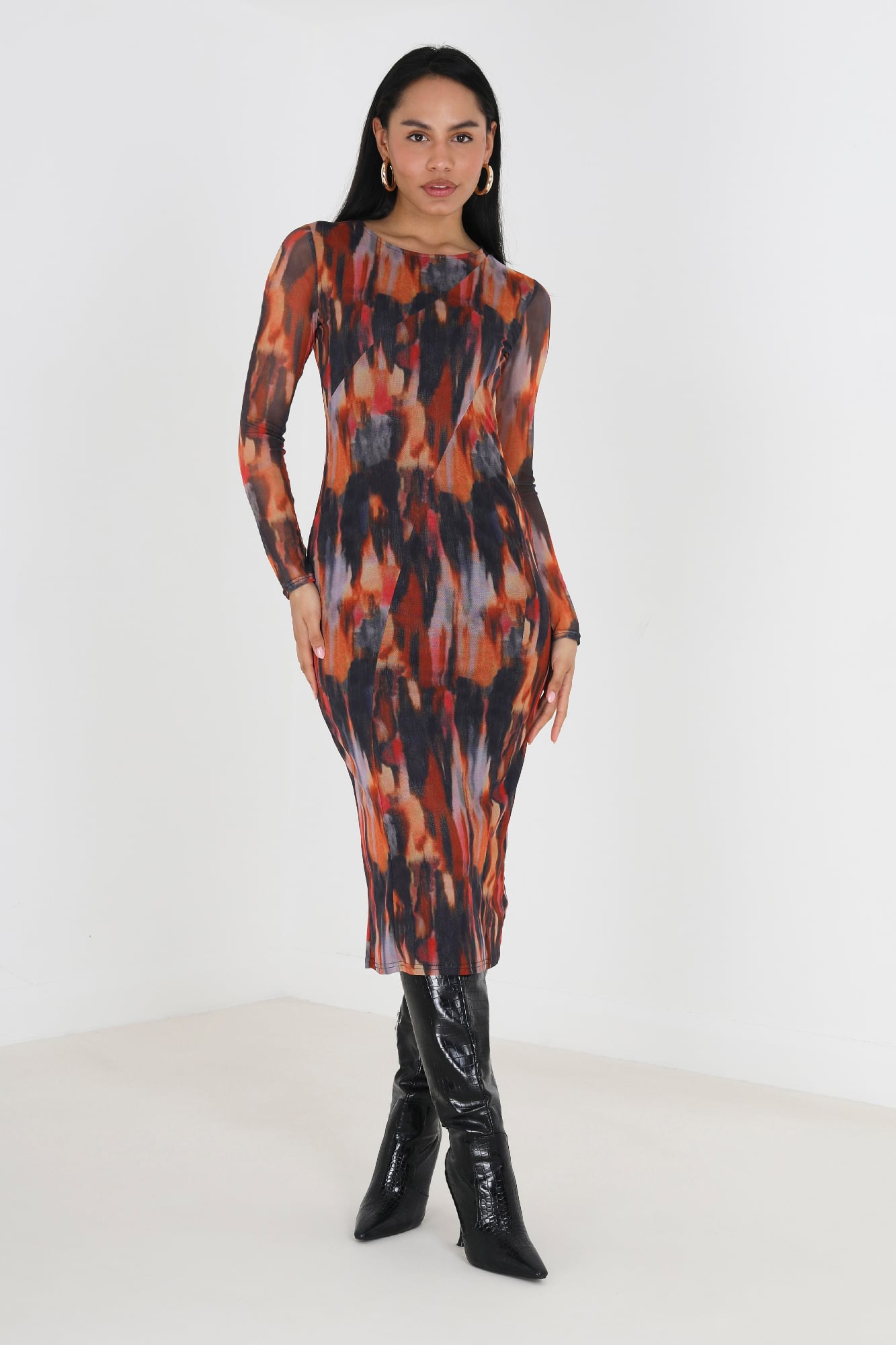 Vestido Comprido em Malha Mescla
