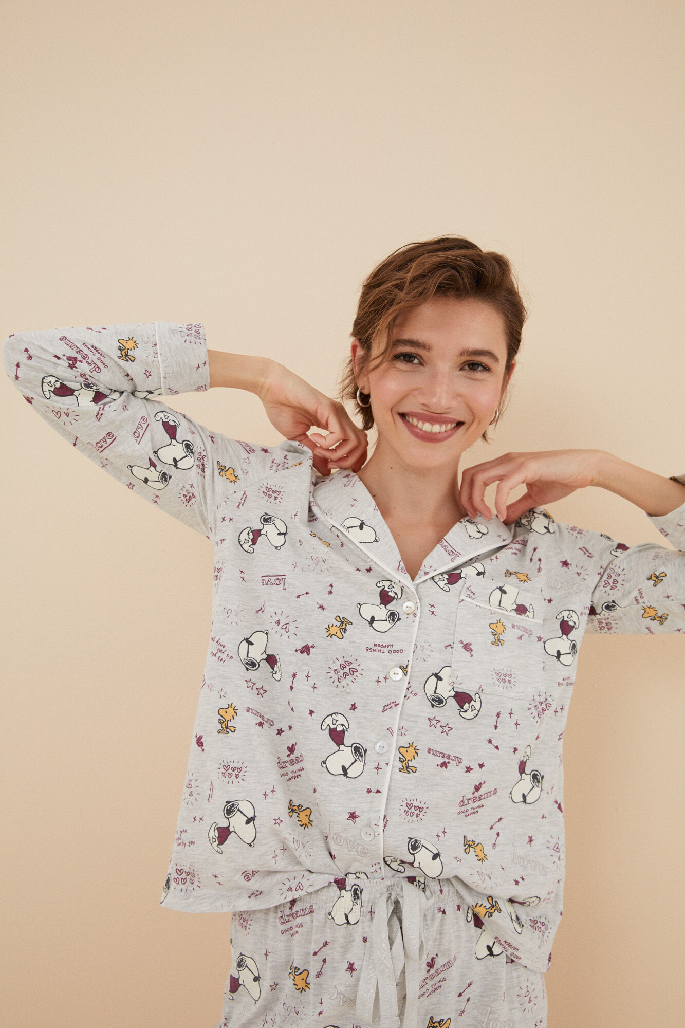 Classic grey Snoopy pyjamas in 100% cotton