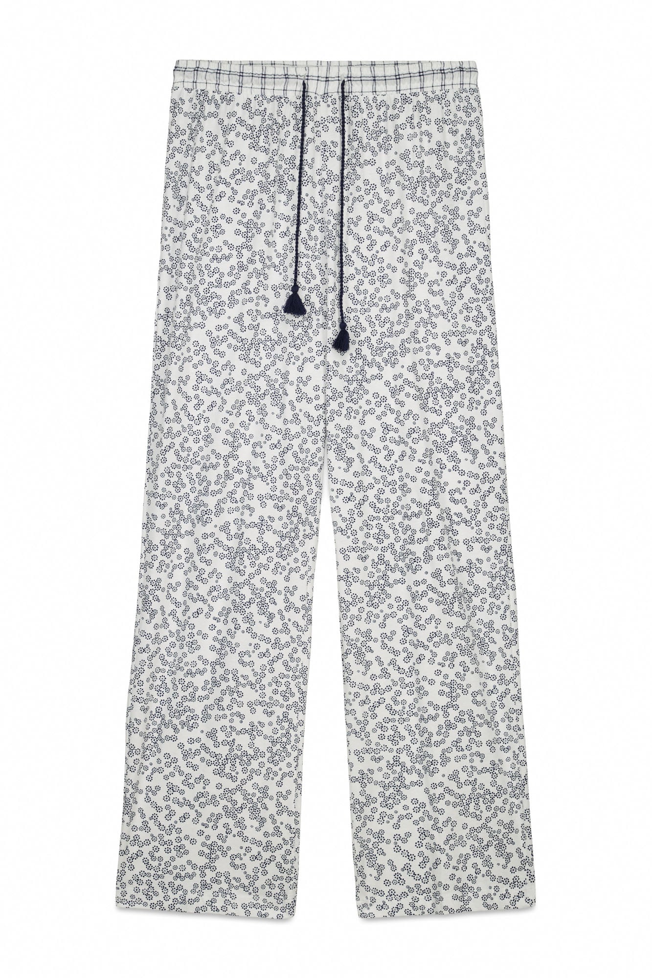 Floral print cotton long trousers