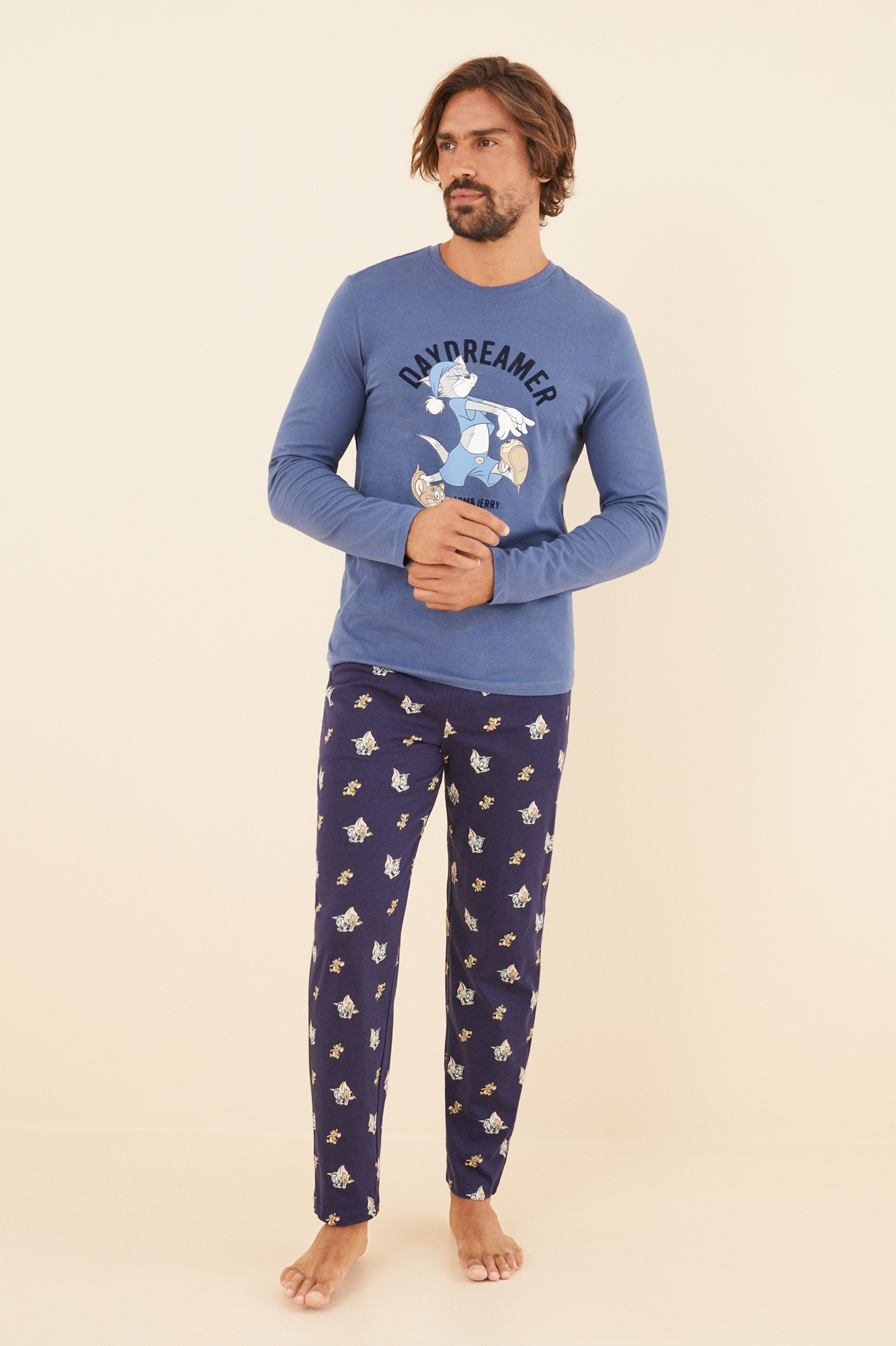 Men's long 100% cotton Tom and Jerry pyjamas
